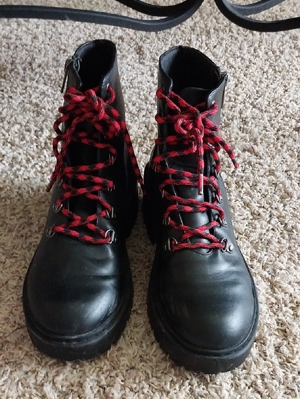 Skechers Black Combat Boots with Red Laces
